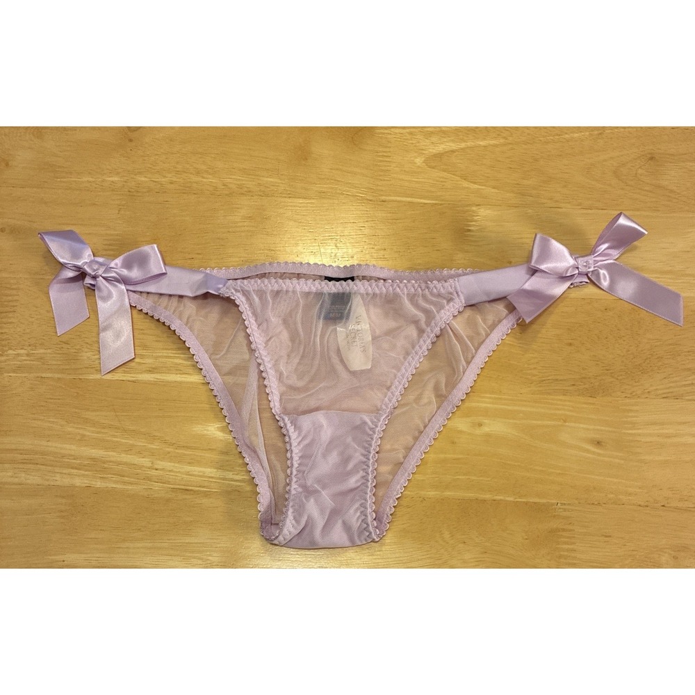 Victoria's Secret 2012 Lilac Mesh Satin Side Bows Panty Size Medium NWT